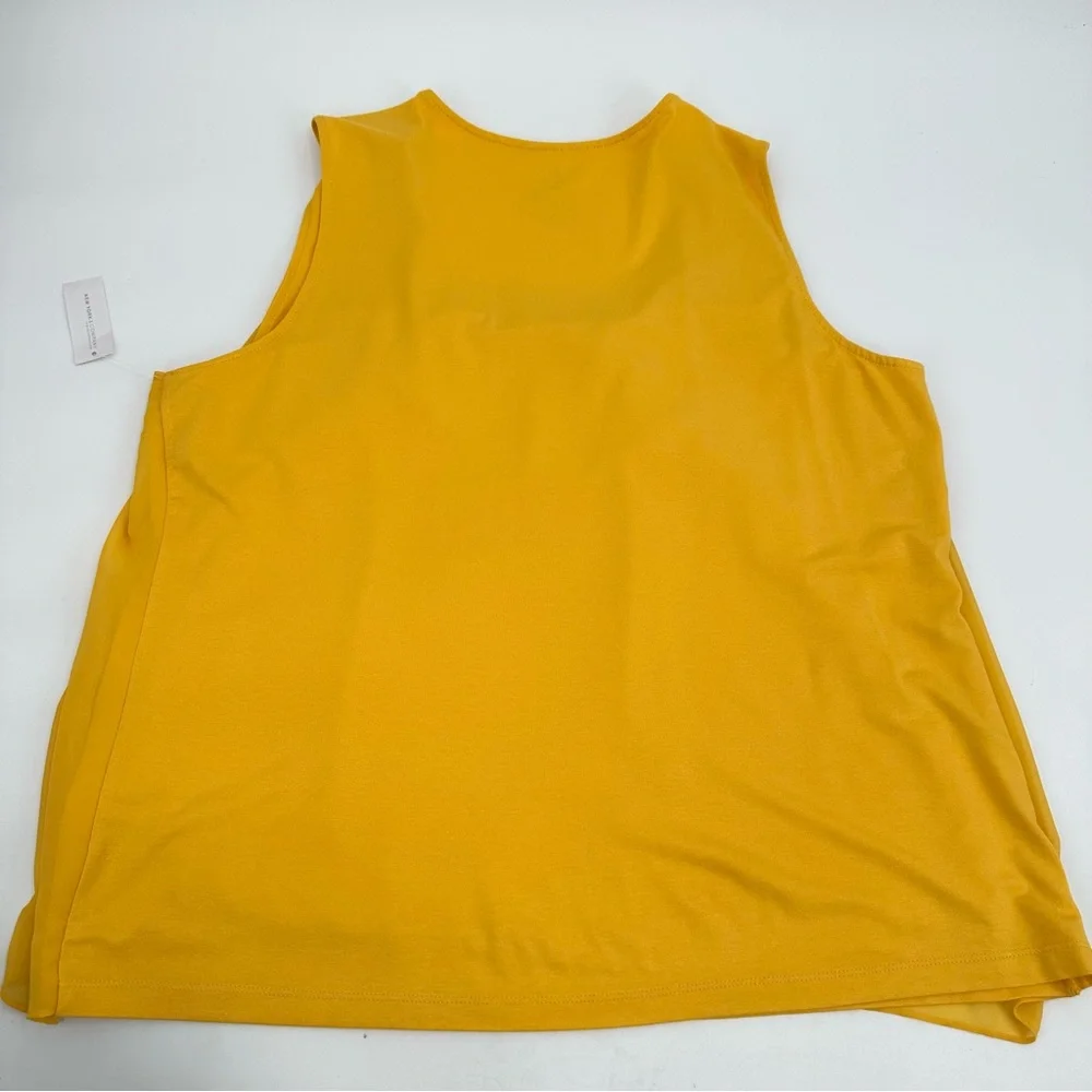 NWT NY&Co Tank Top XXL Yellow Pleated Chiffon Front Knit Back Sleeveless Career - Picture 9 of 9